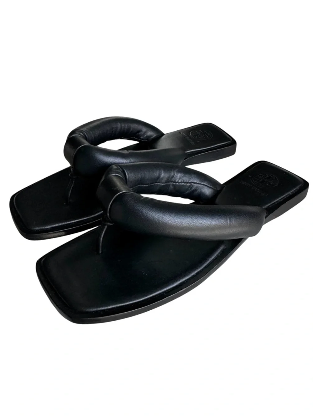 Tory Burch Puffy Strap Thong Sandal Black Leather